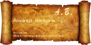 Ásványi Barbara névjegykártya