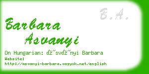 barbara asvanyi business card